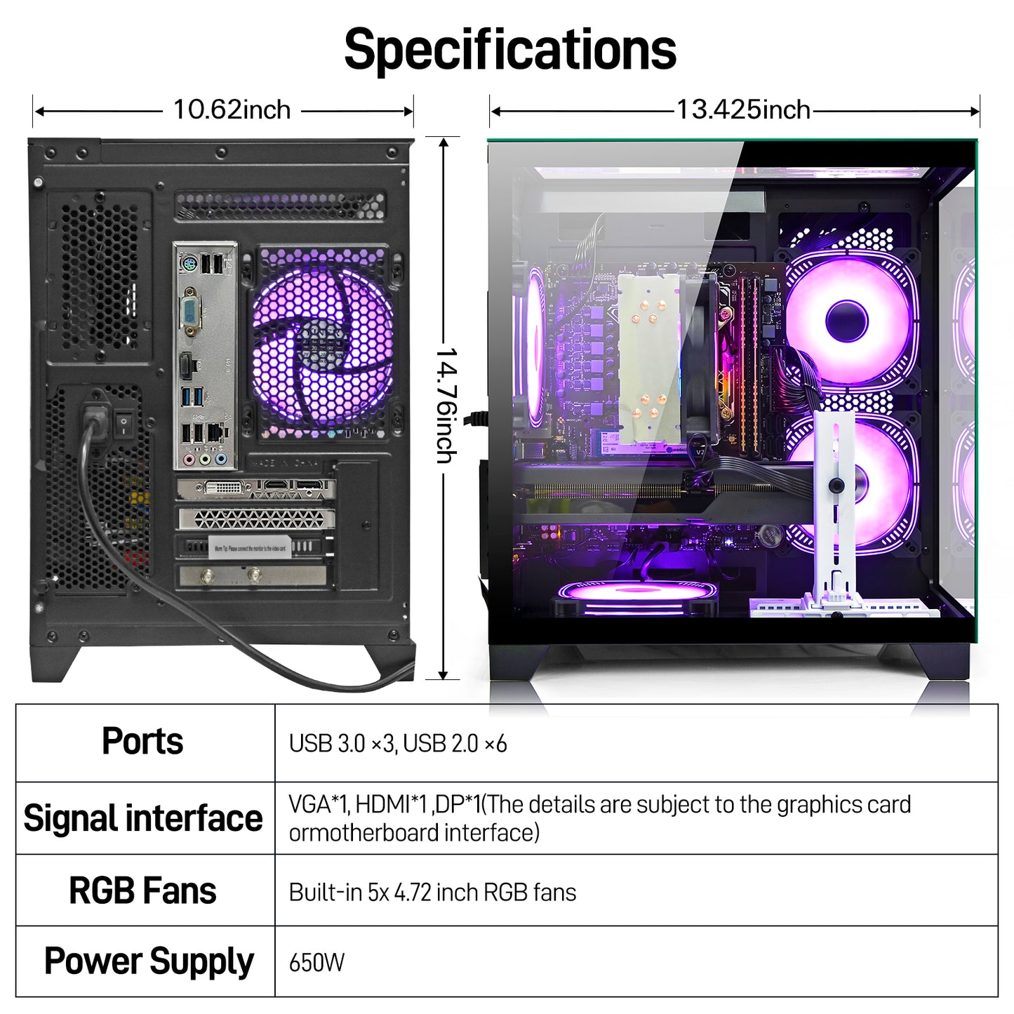 LXZ Gaming PC Desktop - Ryzen 5 5500 BLACK