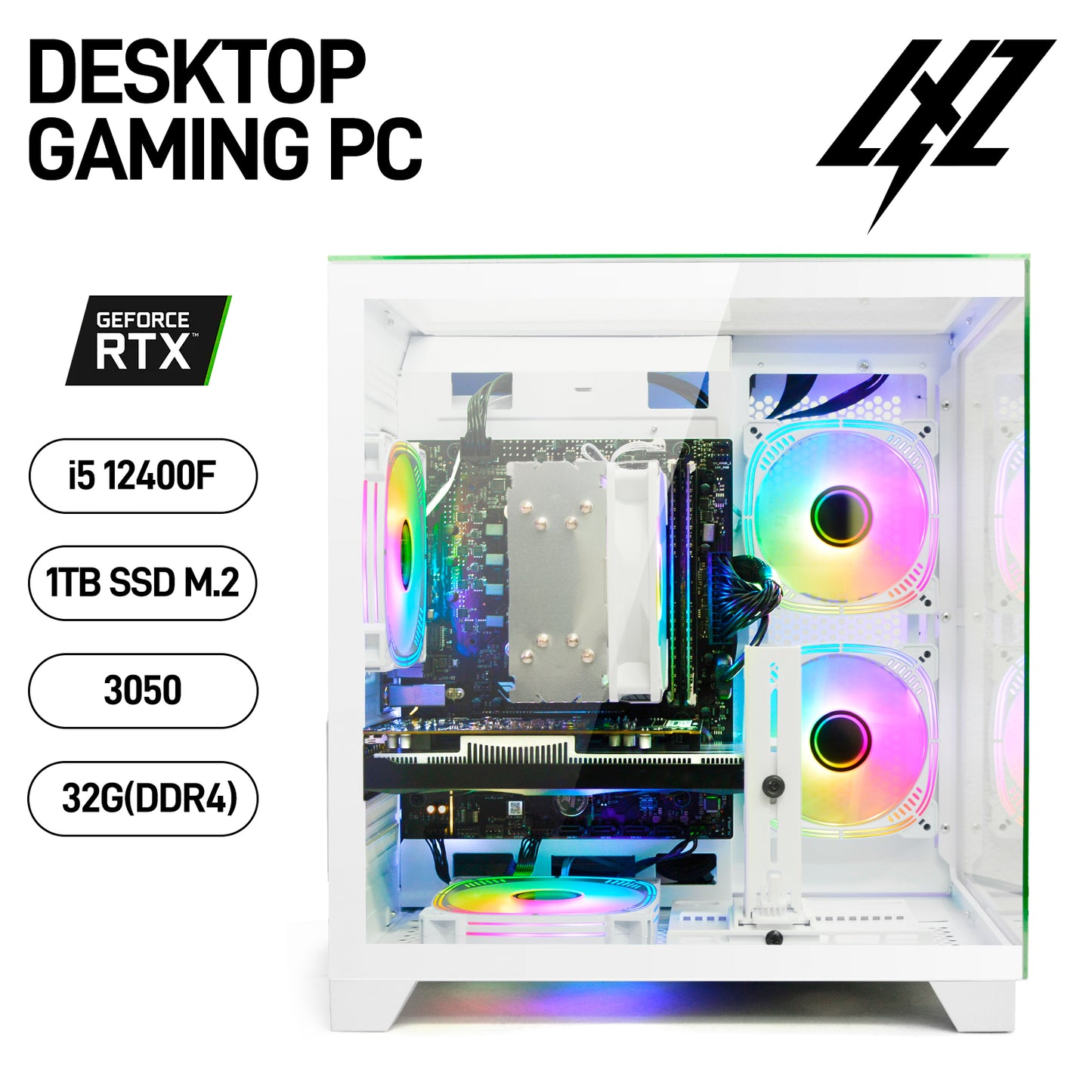 LXZ Gaming PC Desktop 12th I5-12400F GeForce RTX 3050