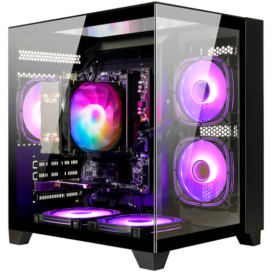 LXZ Gaming PC Desktop,AMD Ryzen 5 5600GT(6-Core,4.6GHz),16GB DDR4 3200MHz,1TB NVMe SSD,Supports WiFi 6,400W PSU,RGB Fans,Seaview-style PC case,Prebuilt Gaming PC Tower