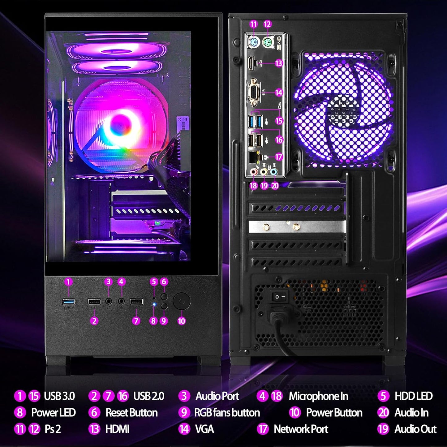 LXZ Desktop PC Ryzen 7-5700G 512GB NVME SSD