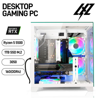 LXZ Gaming PC Desktop - Ryzen 5 5500 WHITE