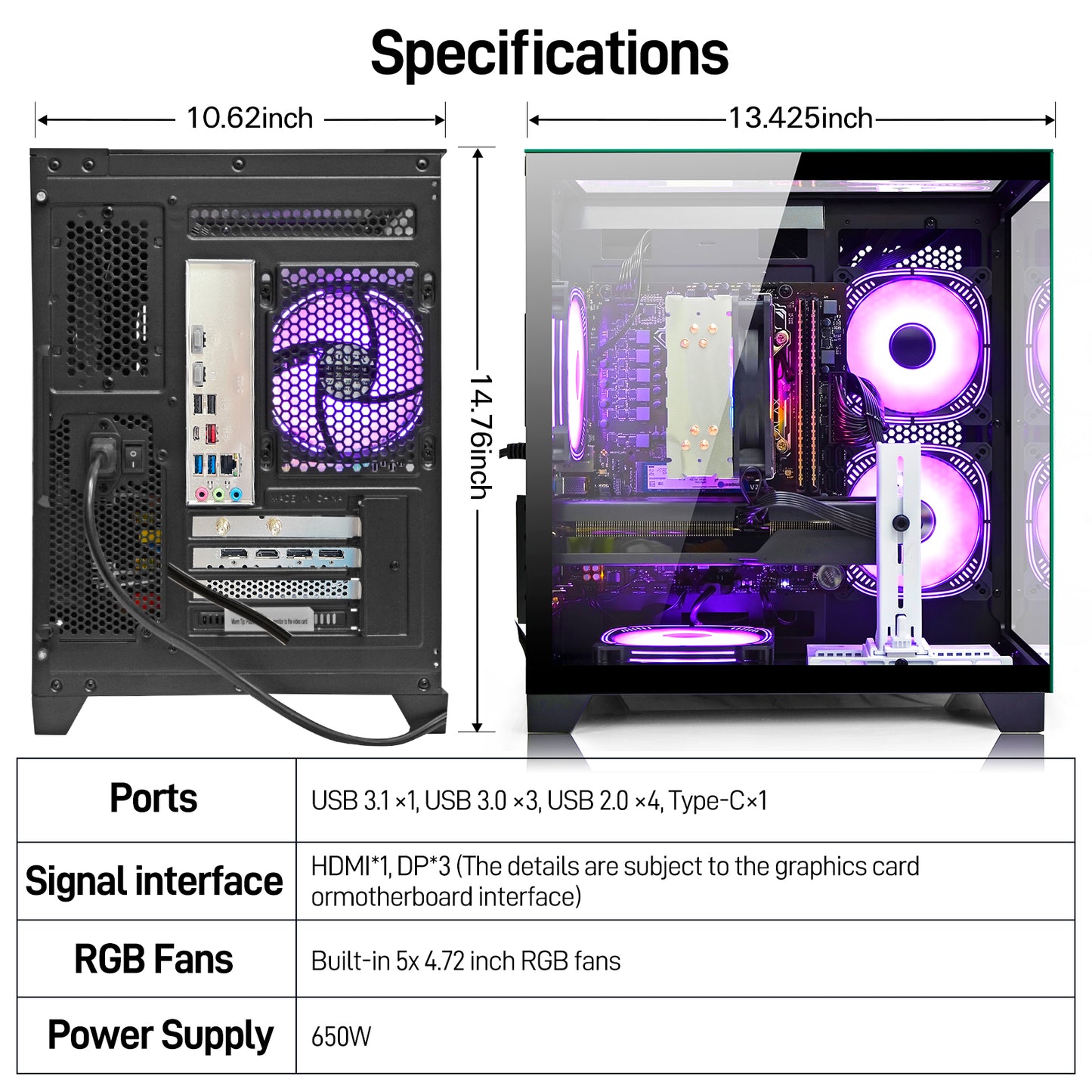 LXZ Gaming PC Desktop AMD Ryzen 7 8700F AMD Radeon RX 7650 GRE 8GB BLACK
