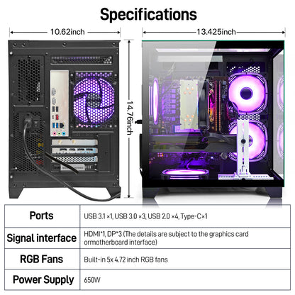 LXZ Gaming PC Desktop AMD Ryzen 7 8700F AMD Radeon RX 7650 GRE 8GB BLACK