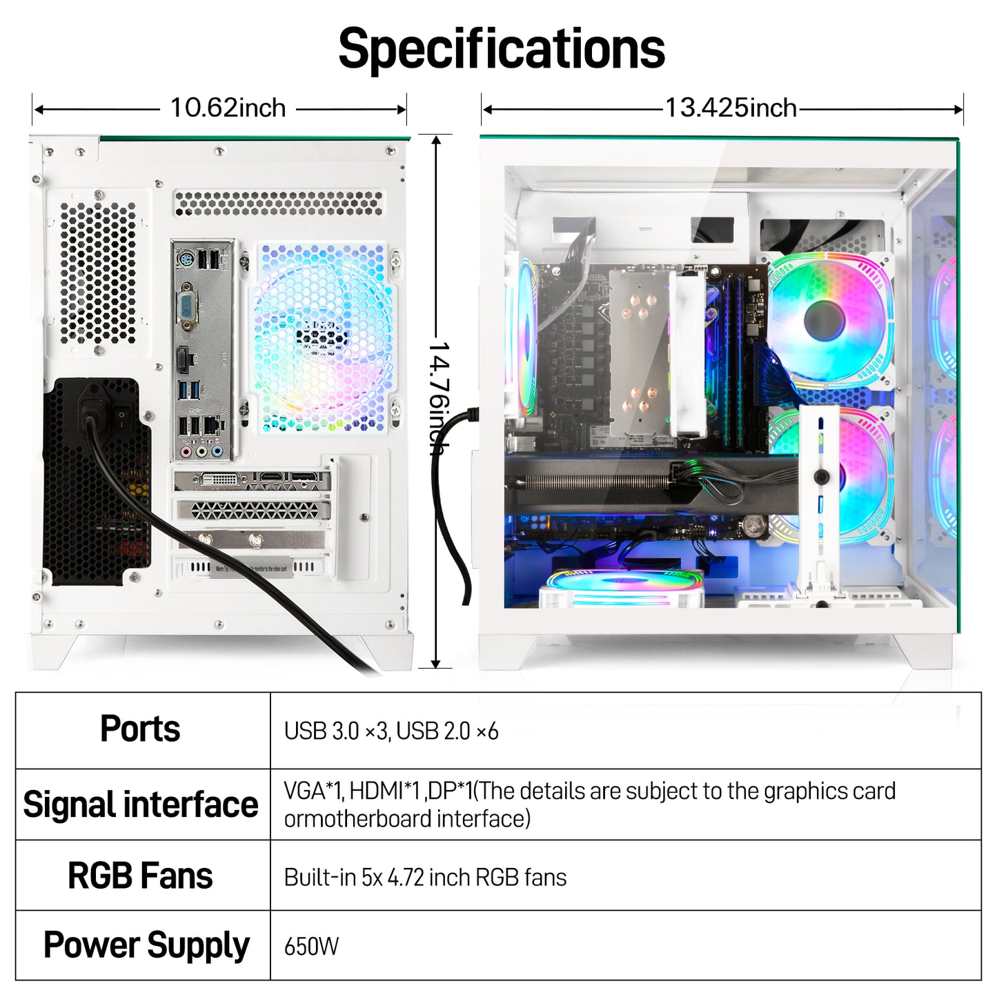 LXZ Gaming PC Desktop - Ryzen 5 5500 WHITE
