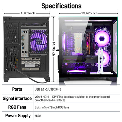 LXZ Gaming PC Desktop - Ryzen 5 5500 BLACK
