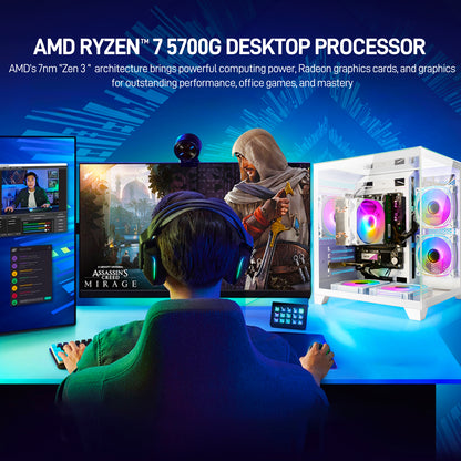 LXZ Desktop PC Ryzen 7-5700G 1TB NVME SSD WHITE