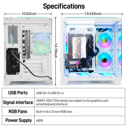 LXZ Desktop PC Computer Ryzen 5-5600GT WHITE