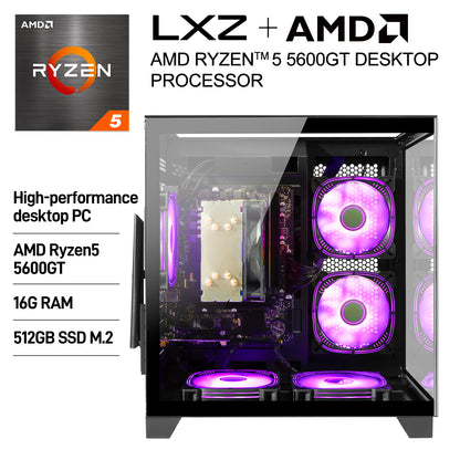 LXZ Desktop PC Computer Ryzen 5-5600GT BLACK