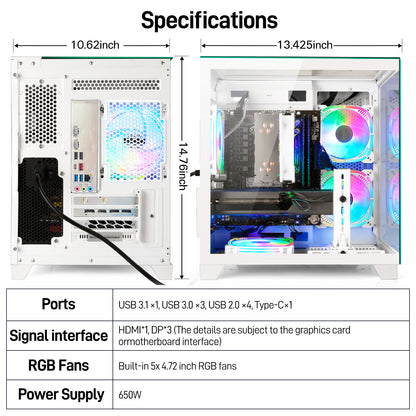 LXZ Gaming PC Desktop,Features AMD Ryzen 7 8700F 4.1 GHz (5.0 GHz Turbo), GeForce RTX 5060 (8G),32GB DDR5 RAM,1TB NVMe SSD,Supports WiFi 6,Prebuilt Gaming PC Tower