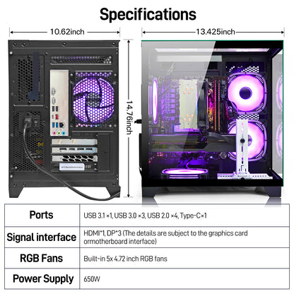 LXZ Gaming PC Desktop,Features AMD Ryzen 7 8700F 4.1 GHz (5.0 GHz Turbo), GeForce RTX 5060 (8G),32GB DDR5 RAM,1TB NVMe SSD,Supports WiFi 6,Prebuilt Gaming PC Tower